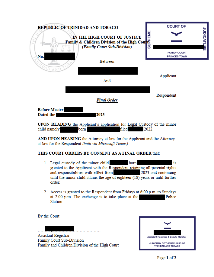 Custody Order High Court full view