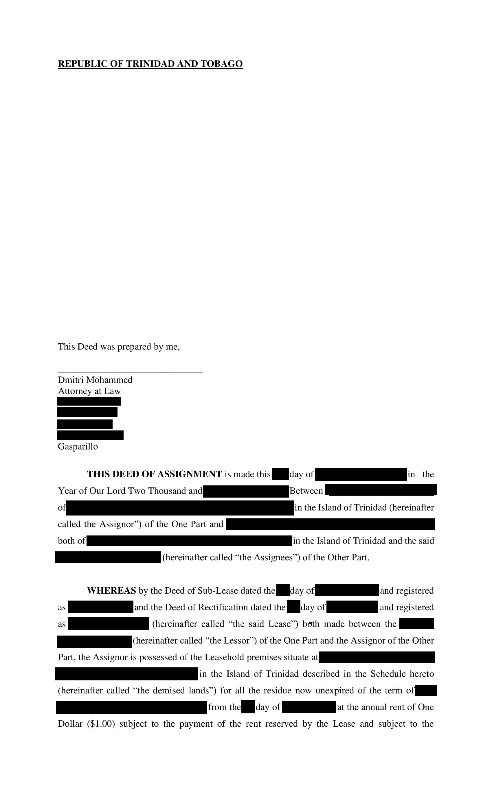 Deed of Assignment full view